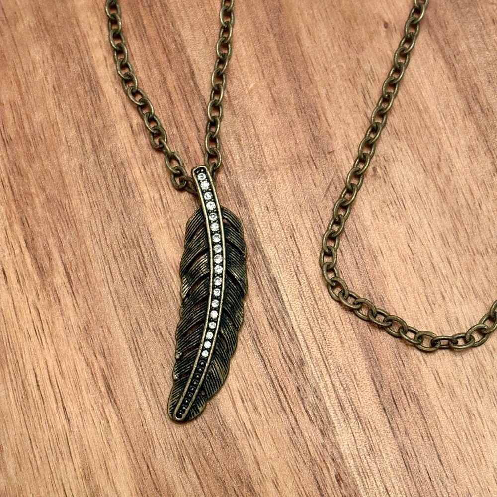J.Crew | Feather Pendant Necklace | 28” Length